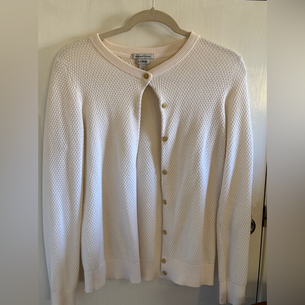 L.L. Bean Cream Textured Cardigan